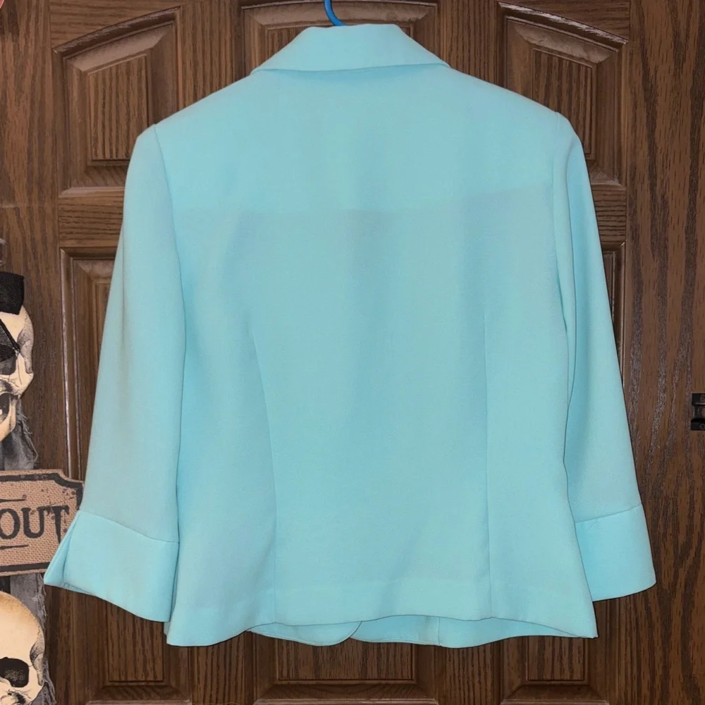 Studio I Aqua Blazer with Flower Buttons - Picture 5 of 5